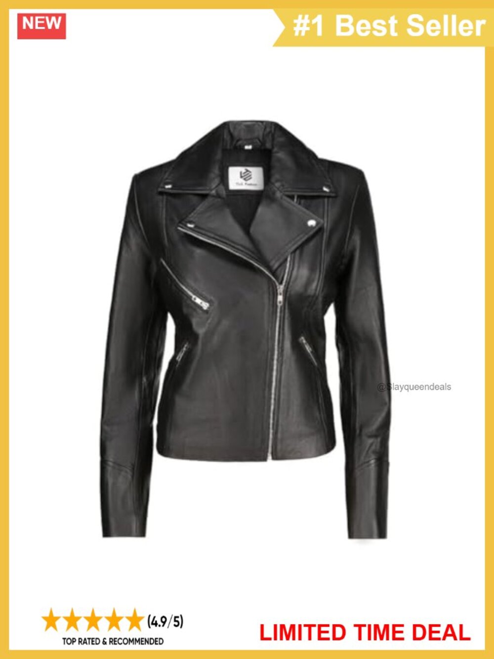 Genuine Leather Motorcycle Biker Jacket Women Slim Fit Moto
